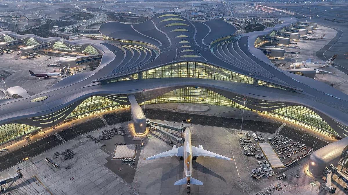 Zayed International Airport near Al Jurf Gardens providing convenient domestic and international travel connectivity in Abu Dhabi.